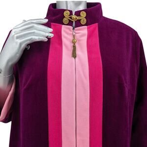 NWOT Vintage 1980's VANITY FAIR ROBE Plum Striped Lounge Lizard Chain Tassel 16